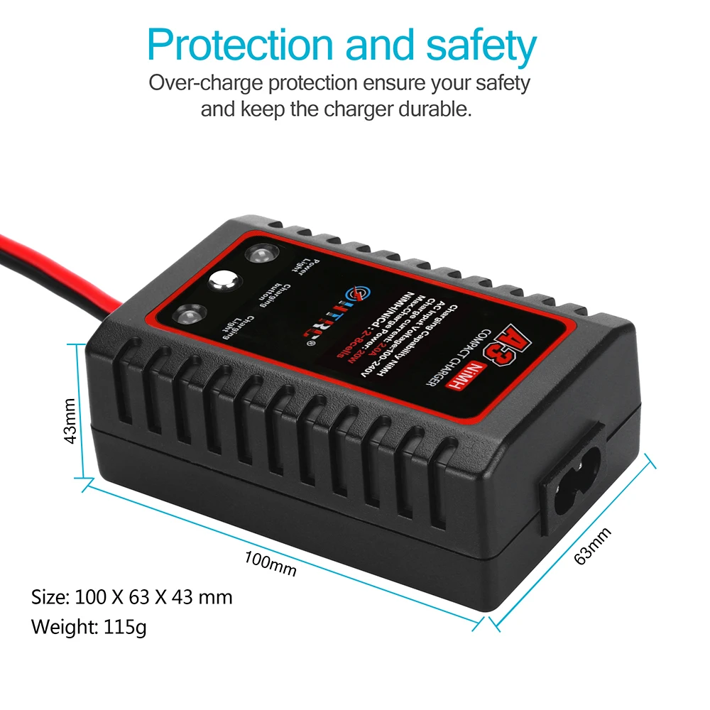 Компактное зарядное устройство HTRC A3 20W с разъемом Tamiya для радиоуправляемого автомобиля лодки 2-8s NiMH аккумулятор