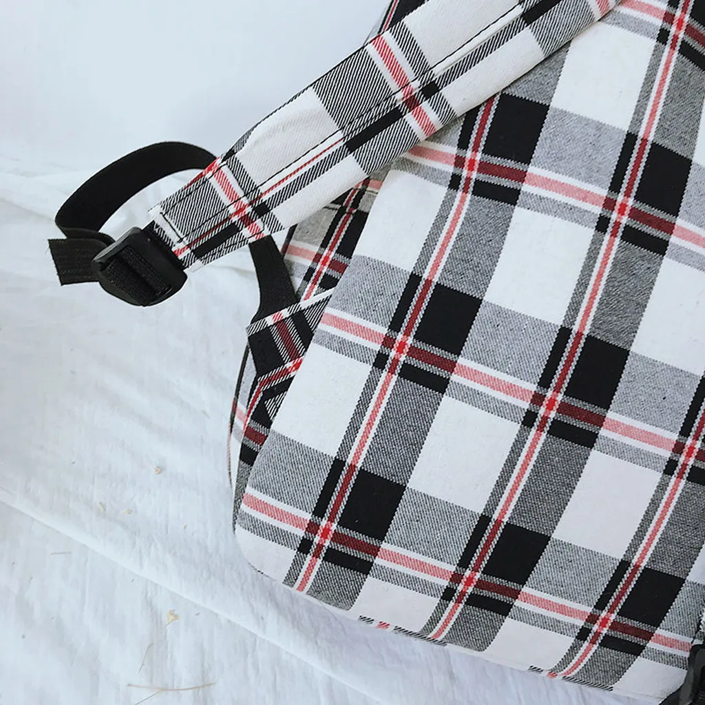 Kid's Plaid Canvas School Backpack