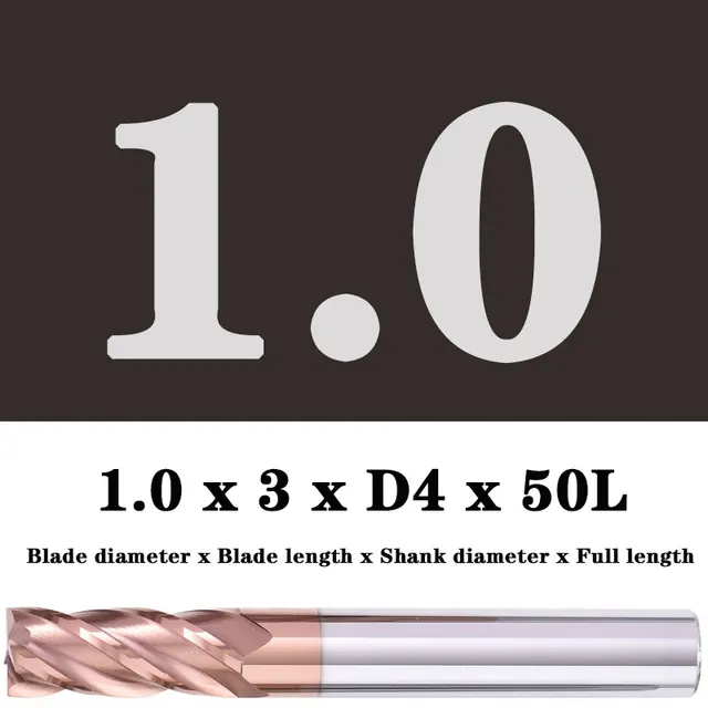 Milling Cutter Alloy Coating Tungsten Steel Tool Maching Hrc55 Endmill Milling Cutter Kit Milling Machine Tools cnc Router Bits 1.0x3XD4X50L
