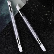 Dupla-ended 2 maneiras arte do prego silicone escultura caneta 3d escultura diy glitter em pó líquido manicure escova pontilhar dicas de unhas ferramenta(China)