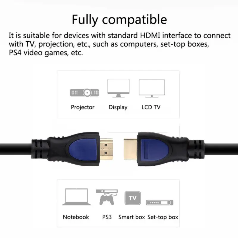 Кабель HDMI бескислородный медный сердечник позолоченный интерфейс папа-папа 2,0 кабель 3D 4k Hd Mi для HDTV домашнего кинотеатра PC прочный