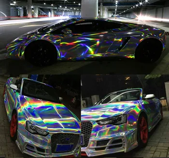 

SUNICE 1.49X18M Roll Laser Rainbow Chrome Vinyl Auto Car Wrap Sheet Film Air Bubble Free Car Vehicle Sticker AND Decals PVC Deco