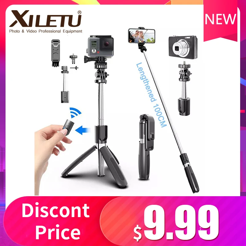 

4 in1 Bluetooth wireless Selfie Stick Tripod Foldable & Monopods Universal For Smartphones For Gopro and Sports Action cameras