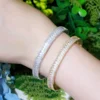 CWWZircons Luxury Baguette CZ Cubic Zircon Round Open Bangle Bracelet New Trendy Brand Women Party Wedding Bridal Jewelry BG042 2