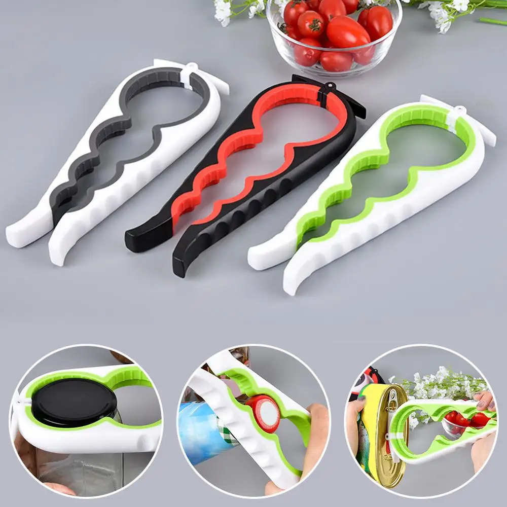 

4 In 1 Lid Jar Opener Screw Cap Jar Bottle Opener Can Opener Manual Non-slip Twist Cap Bottle Launcher Opener Kitchen Gadget