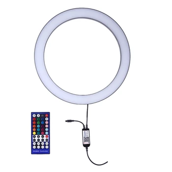 

PULUZ 12 Inch Photography Dimmable LED Ring Light Vlogging Selfie RGB Full Color Video Light&Cold Shoe Tripod Head&Phone Clamp(E