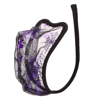 

Large Size Men's Sexy Heart-Shaped Spider Web Skull Sheer Mesh C-String Invisible Thong Underwear-Purple
