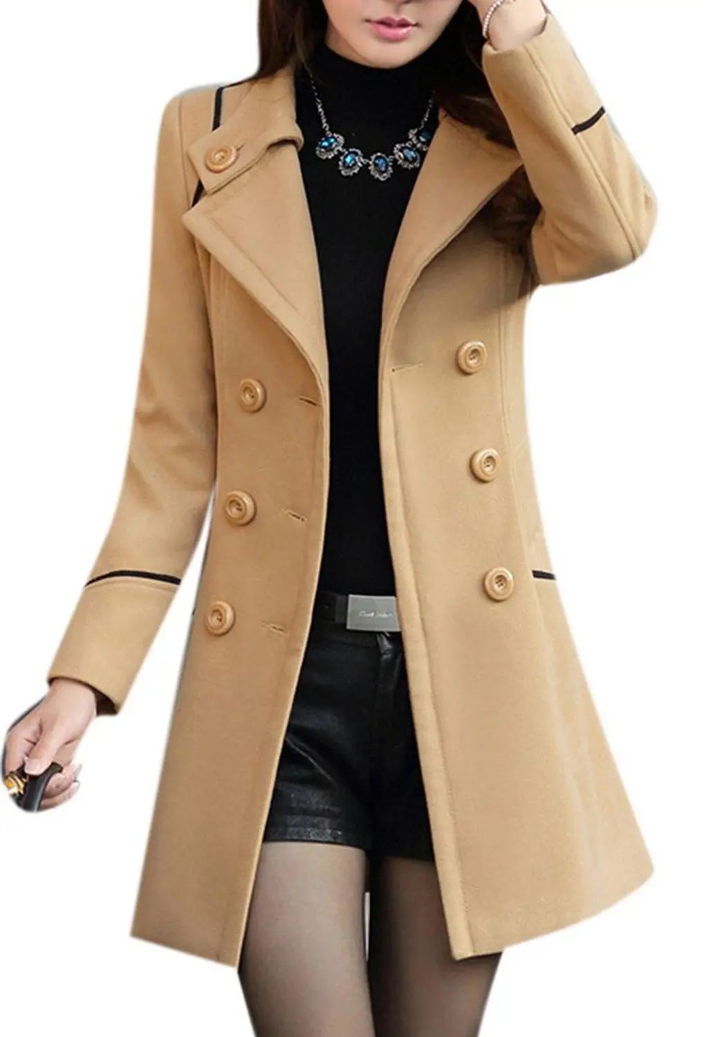 ZOGAA, Женское шерстяное пальто, зима-весна, модный длинный Тренч, женская теплая одежда, облегающее женское Однотонное шерстяное пальто - Цвет: Хаки