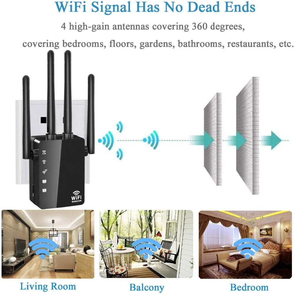 Беспроводной маршрутизатор Wi-Fi с функцией репитера 1200 Мбит/с двухдиапазонный 2,4/5G 4 Антенна Диапазон Wi-Fi расширитель Wi-Fi роутеры Домашняя