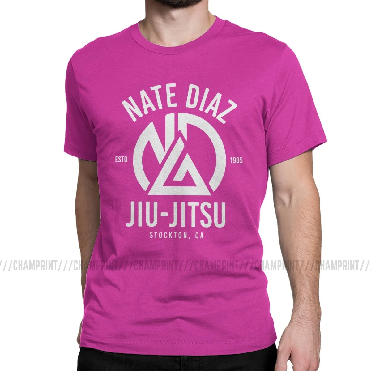 Мужская футболка Nate Diaz Crazy хлопковые футболки с коротким рукавом MMA Nate Sport Stockton Brothers Fighter Boxing футболка одежда идея подарка - Цвет: Фуксия