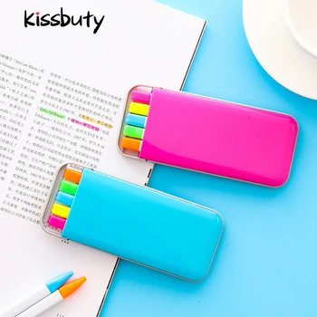 

5 Colors/Box Candy Colors Highlighter Pen Hand-held Portable Mildliner Fluorescent Marker Pen Drawing Writing Pen Stationery