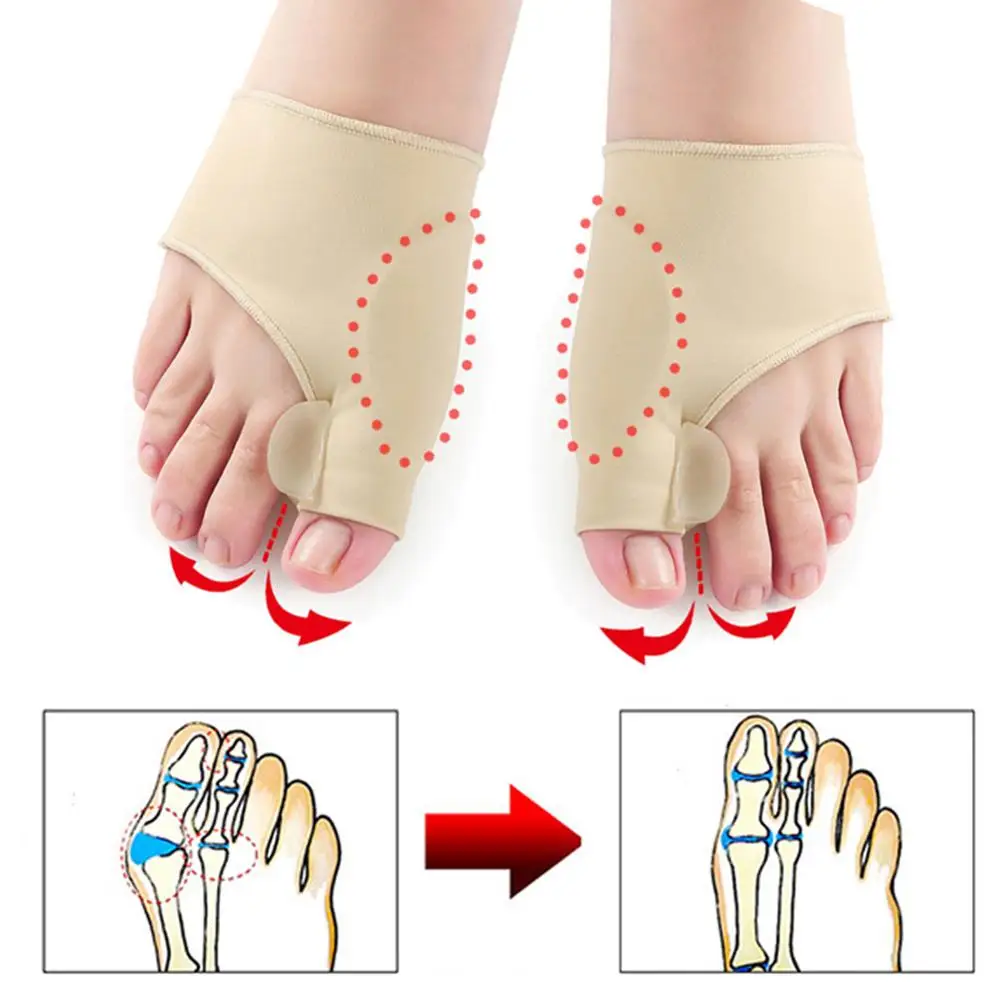 1Pair Toe Separator Hallux Valgus Bunion Corrector Orthotics Feet Bone Thumb Adjuster Correction Pedicure Sock Straightener