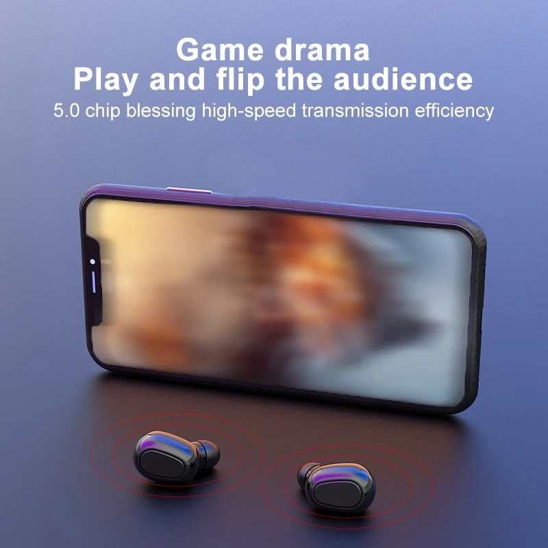 TWS Bluetooth Headphones In Ear Stereo Bluetooth V5 0 Earphones High Definition Mic Rechargable Wireless Headphones