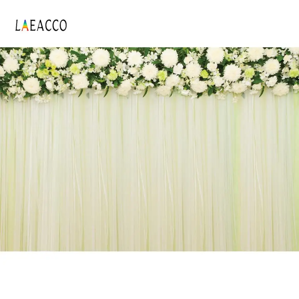

Laeacco Flowers Green Curtain Home Decor Photocall Photography Backgrounds Custom Photographic Backdrops Props For Photo Studio