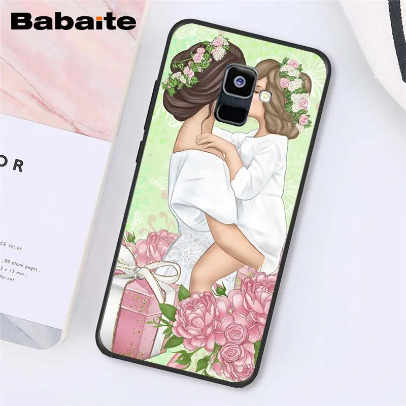 Babaite, модные, черные, коричневые волосы, для мамы, дочки, сына, папы, PhoneCase для samsung A7, A50, A70, A8, A3, A6, A8 Plus, A9