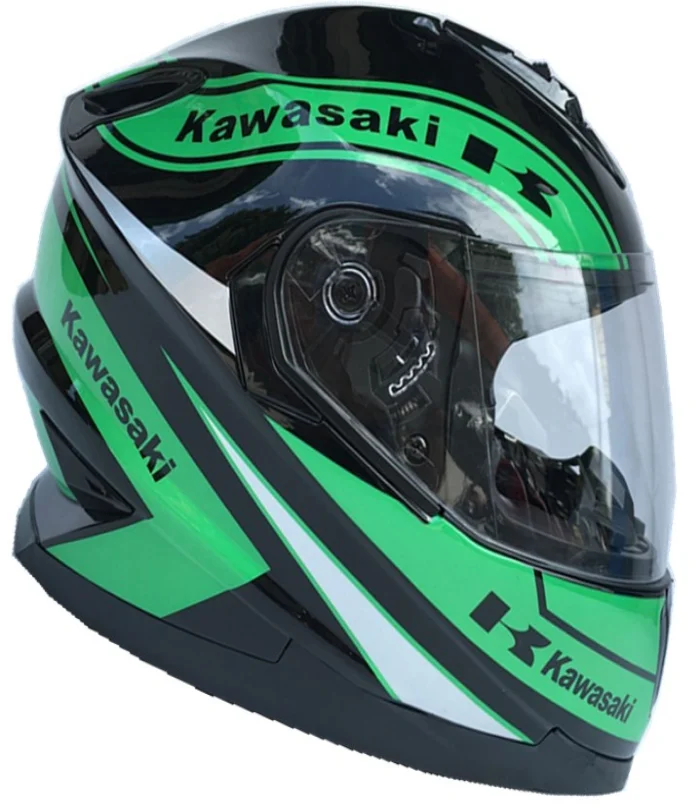 Для мотоцикла Kawasaki полноразмерная Защитная шляпа для мужчин/женщин классический зеленый всесезонный защитный шлем - Цвет: Зеленый