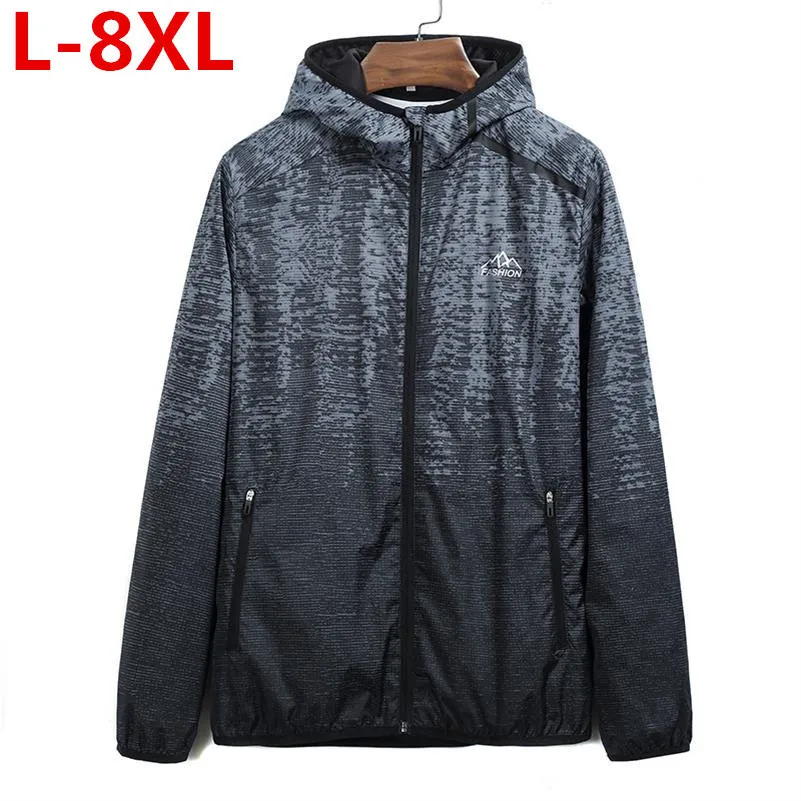 10XL 9XL Super large size New Spring Autumn Bomber Jacket Men Casual Windbreaker Zipper Thin Hooded Coat Outwear Male | Мужская одежда