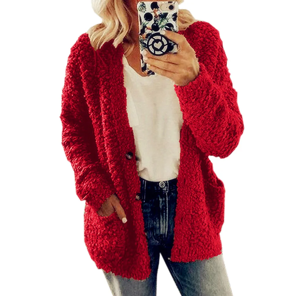 

The New Fashion Casual Autumn And Winter Women's Plain Woolen Coat Oversize Jacket Jacket Button