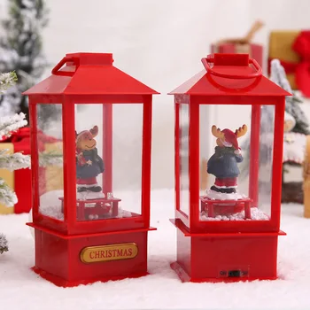 

Christmas Music small lantern with Falling snow electric light Xmas Home shopping mall hotel Decoration PR Sale