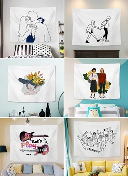 

Simple Ins Wind Background Cloth Hanging Cloth Wall Personalized Decoration Room Layout Net Red Bedside Bedroom Tapestry Wall Cl