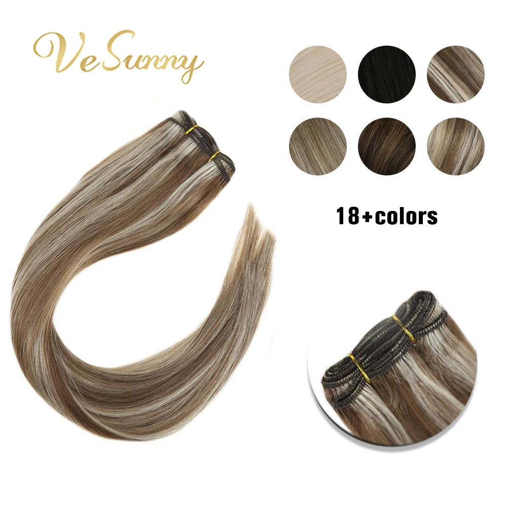 VeSunny Sew in Hair Weft настоящие человеческие волосы машина Remy двойные уток прямые пучки
