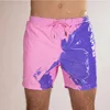 Men's beach shorts, water color change, beach pants color sh swimming trunks, large size temperature quick change dry, sens E9G3 4