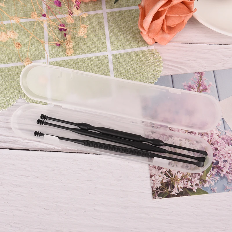 High quality 3pcs/box Stainless Steel Ear Pick Double-ended Earpick Ear Wax Curette Remover Ear Cleaner Earpick Spoon Clean Ear