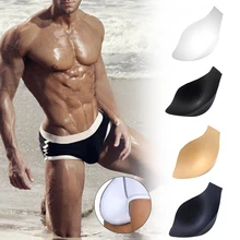 2PCS Men's Swimming Trunks Underwear Protective Pad Swimsuit Enlarge Penis Pouch Pad Inside Front Protection Pad #W