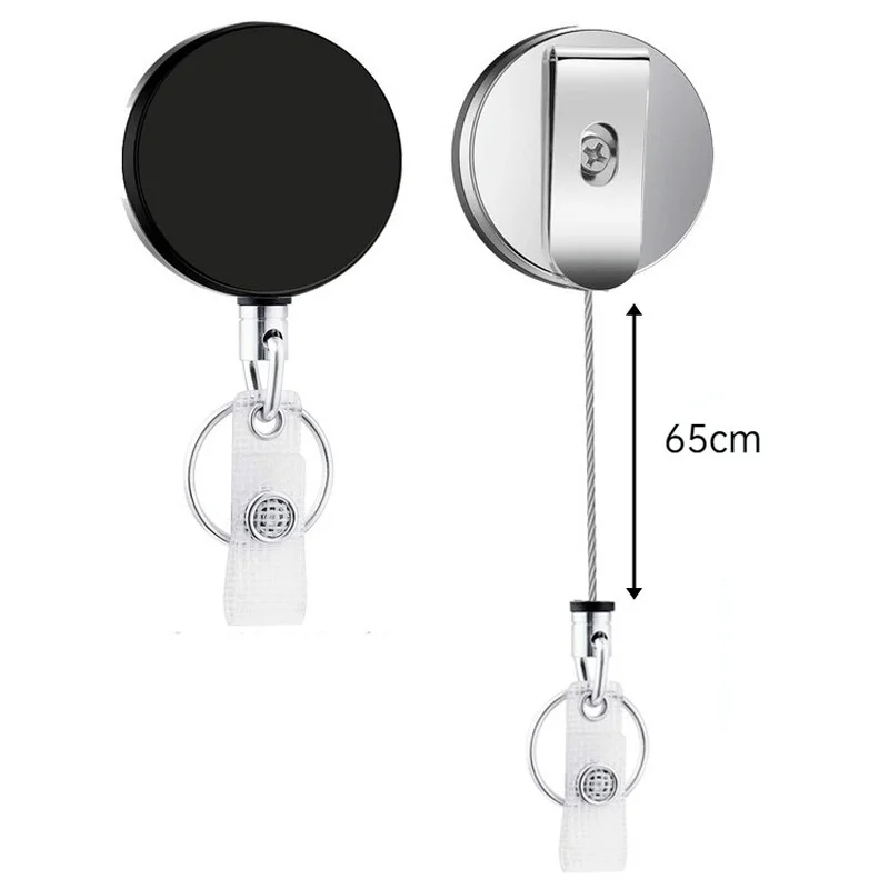 1pc Metal Retractable Easy Pull Bucklet Badge Reel Staff Pass Work Card Clip  Key Chain Badge Reel ID Badge Lanyard Name Card