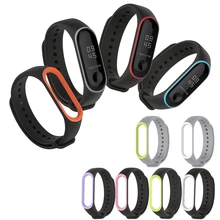 Applicable pour xiaomi bande 3/4 bracelet Mibas bicolore silicone sangle couleur sport étanche remplacement mi bande 3 sangle(China)