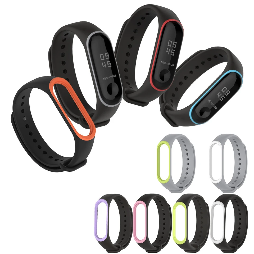 Подходит для xiaomi band 3/4 браслет Mibas Двухцветный силиконовый ремешок цветной