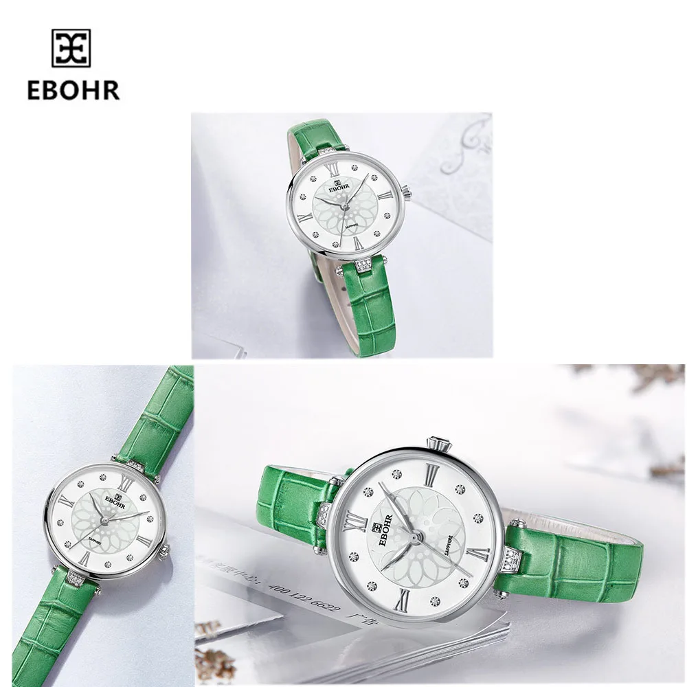 EBOHR модные повседневные Красочные серии свежий и элегантный красный ремень кварцевые женские часы 36220120