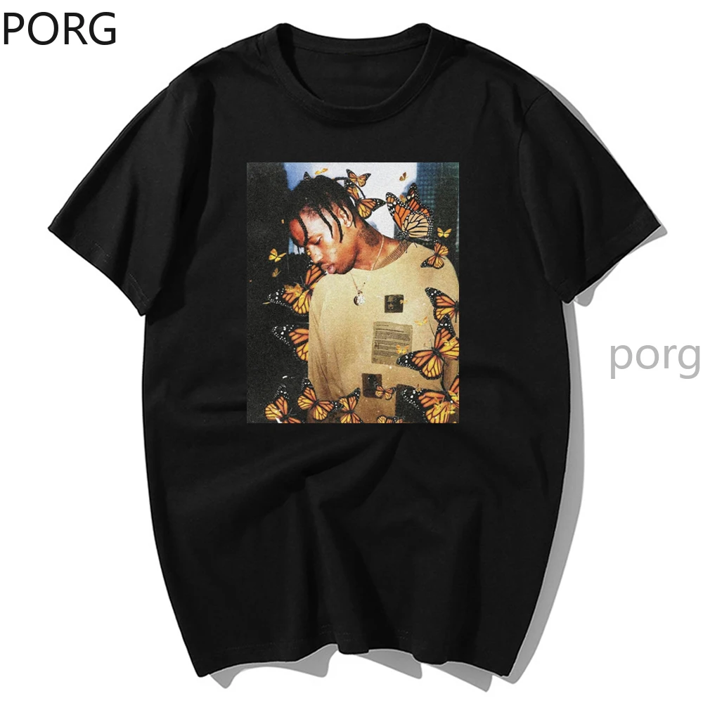 2021 модная футболка с эффектом Тревиса Скотта изображением лица бабочки мужская