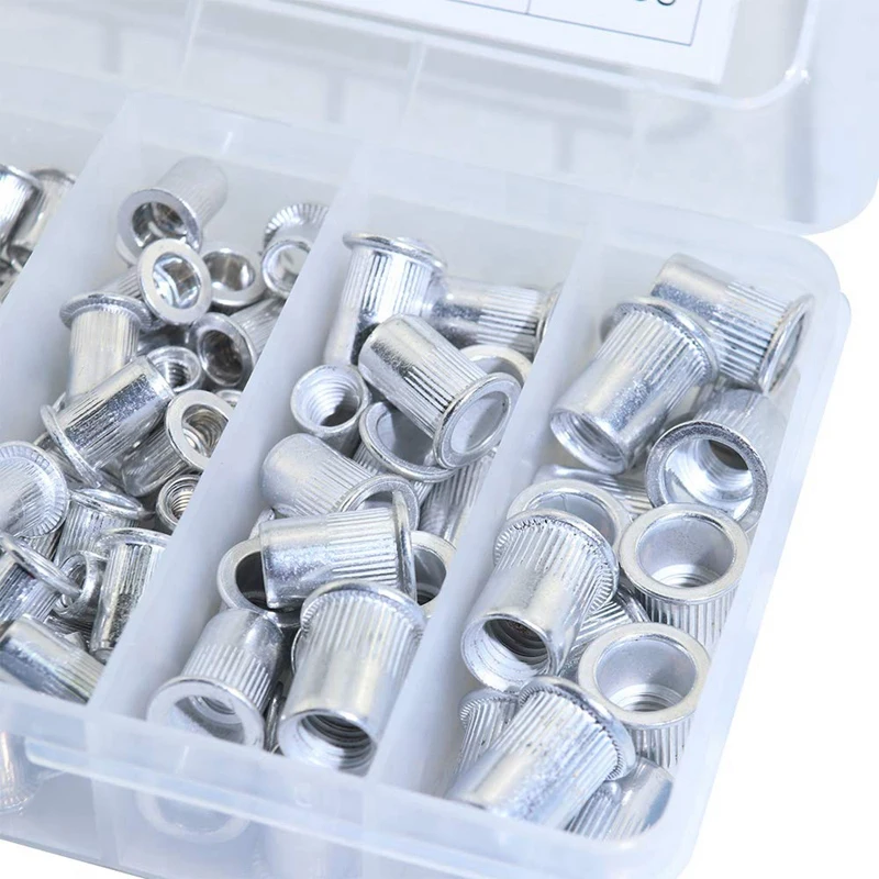 190 шт. Rivnut из алюминиевого сплава плоская головка Резьбовая вставка крышка M3 M4 M5 M6