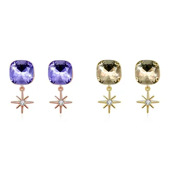 

Hemiston S925 Sterling Silver Element With Purple Zircon Snow Crystal Charm Gift for Girl Earrings Jewelry