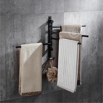 

Stainless Steel Black Finish Swing Out Towel Bar Folding Arm Swivel Hanger Holder Folding Movable Bath Towel Bar