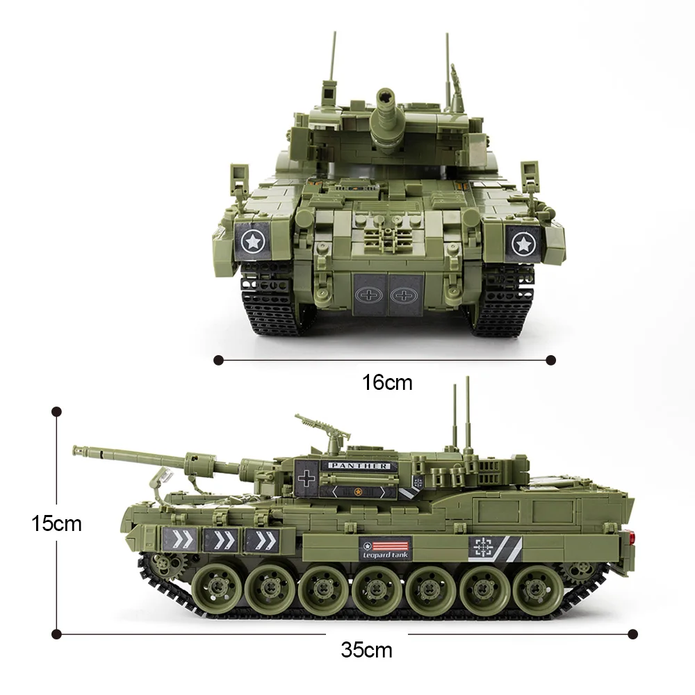 Details about   1747 Pcs Leopard 2 Main Battle Tank Model Building Blocks Military WW2 Army Sold 