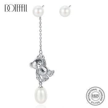 

DOTEFFIL New Drop Earrings 100% 925 Silver Genuine Natural Freshwater Pearl Earrings For Women Jewelry Party/Christmas Lady Gift