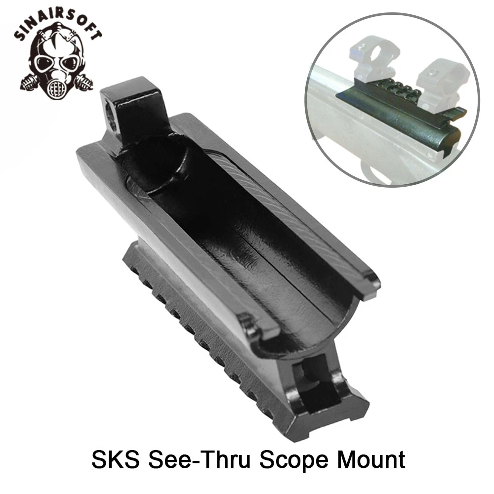 

Barska SKS Steel See-Thru Scope Mount Rear Receiver Cover Base with 20mm Picatinny Rail for Paintball Rifle Hunting Accessories