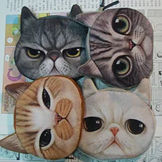 $ Cat head coin purse toy coin purse 3d digital printed kitten purse