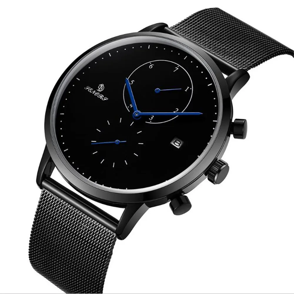 

Men's high-end mesh belt quartz watch creative simple four-needle business waterproof watch