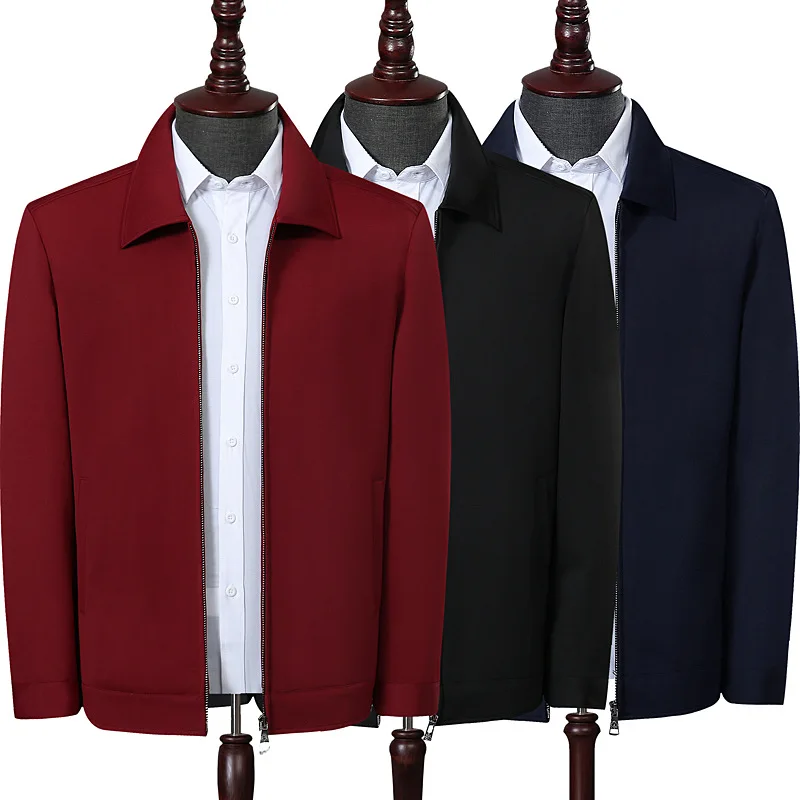 

Autumn Middle-aged Jacket Thin Father-Middle-aged Men Fold-down Collar Jacket Casual Jacket Daddy Clothes