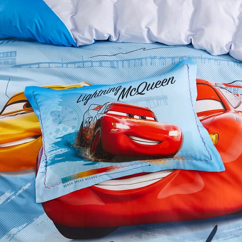 Disney Light Blue Mc Queen Cars 3D Print Cotton Bedding Sets for Kids Boys Birthday Gift Duvet Comforter Covers Pillowcases