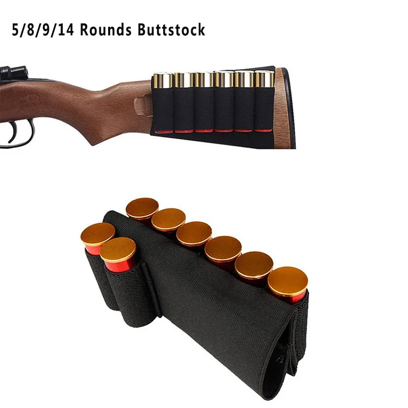 5 hole Shotgun Buttstock Ammo Pouch Shell Holder Cartridge Bandolier 5 Round 