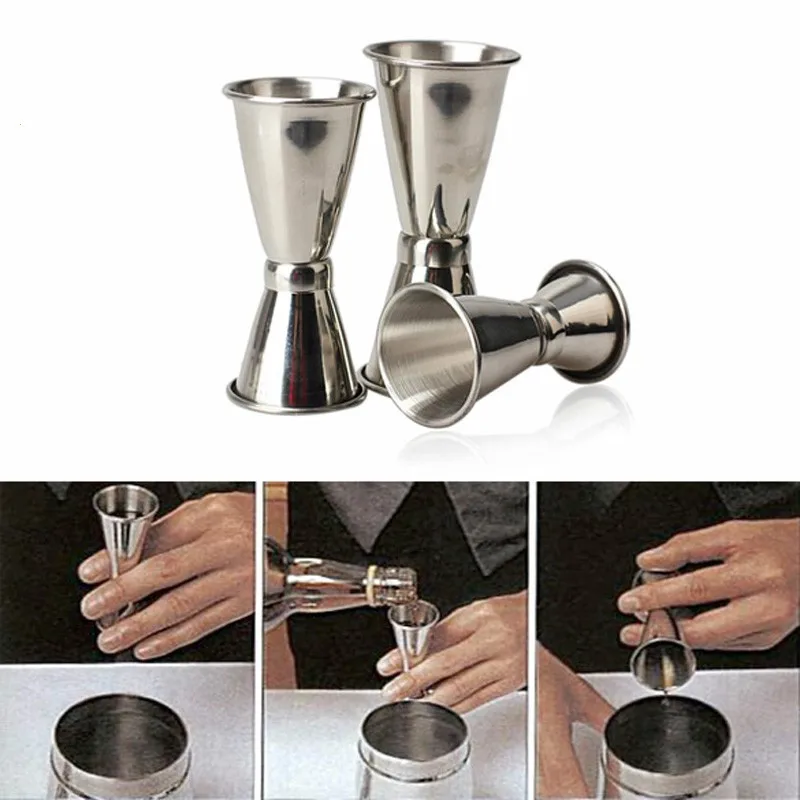 

Familysky Stainless Steel Bar Wine Cocktail Shaker Jigger Single Double Shot Drink Mixer Wine Pourers Measurer Cup Bar Tools