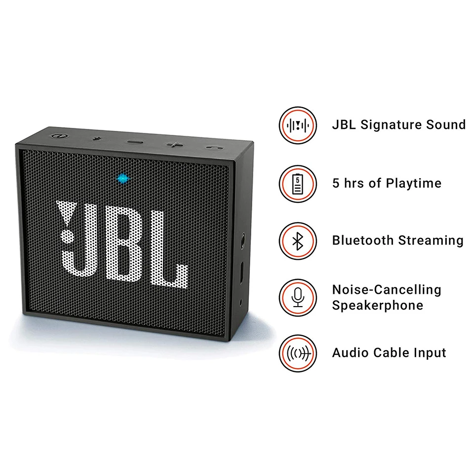 JBL GO Wireless Bluetooth Mini Speaker Outdoor Portable Speaker Bass Sound Rechargeable Battery with Mic 5 Hours Battery Life JBL GO Wireless Bluetooth Mini Speaker Outdoor Portable Speaker Bass Sound Rechargeable Battery with Mic 5 Hours Battery Life