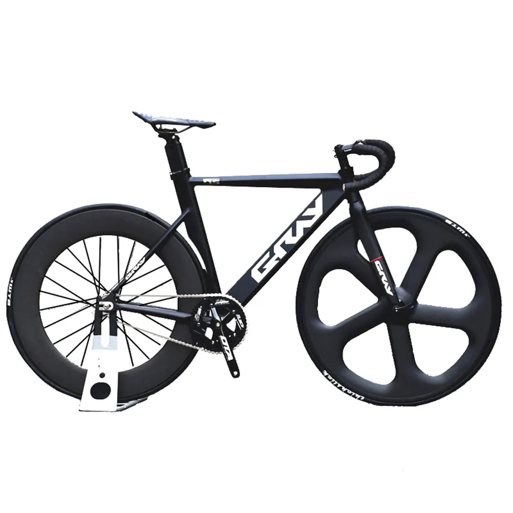 Gray Fixed Gear Bike 48cm 52cm 55cm Aluminium Alloy Frame Carbon Fork Single Speed Bicycle With 700c 3spoke Carbon Wheel V Brake - Bicycle