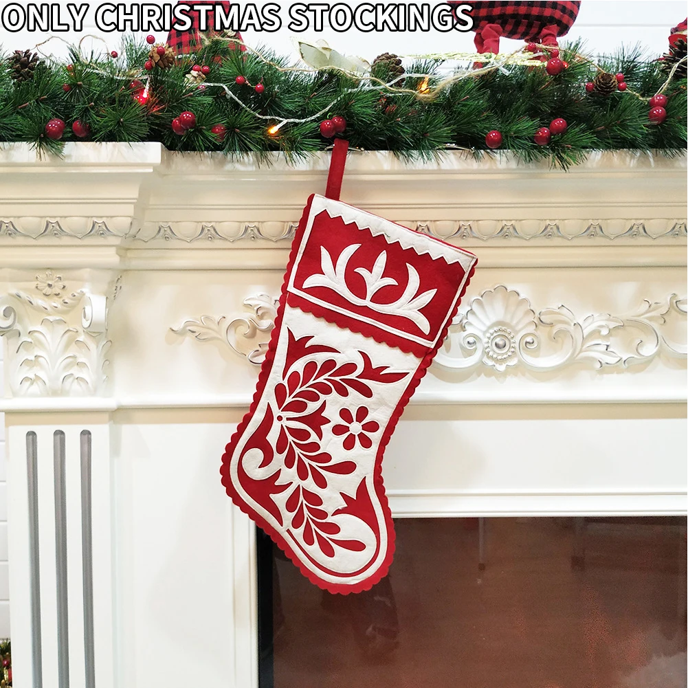 

Ornament Kids Christmas Stockings Pouch Tree Decorations Embroidery Socks Party Hanging Candy Bags Gift Home Large Capacity