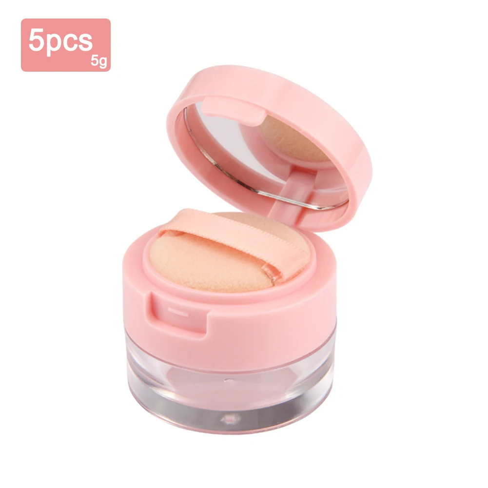 

5pcs Loose Powder Jar Cosmetic Sifter Travel Makeup Foundation Container Empty Loose Powder Box Pot with Mirror Puff for Ladies