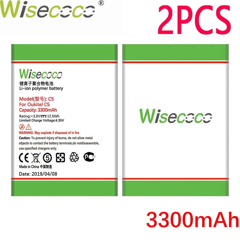 WISECOCO 2 шт. 3300 мАч аккумулятор для Oukitel C5 Pro мобильный телефон в наличии последнее